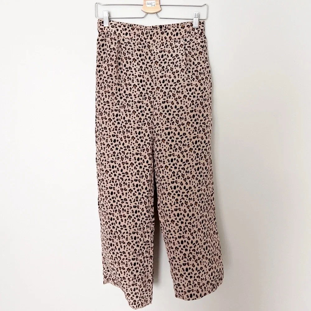 J Crew Leopard Pant Trousers Silk Work Office Pullon Style Animal print